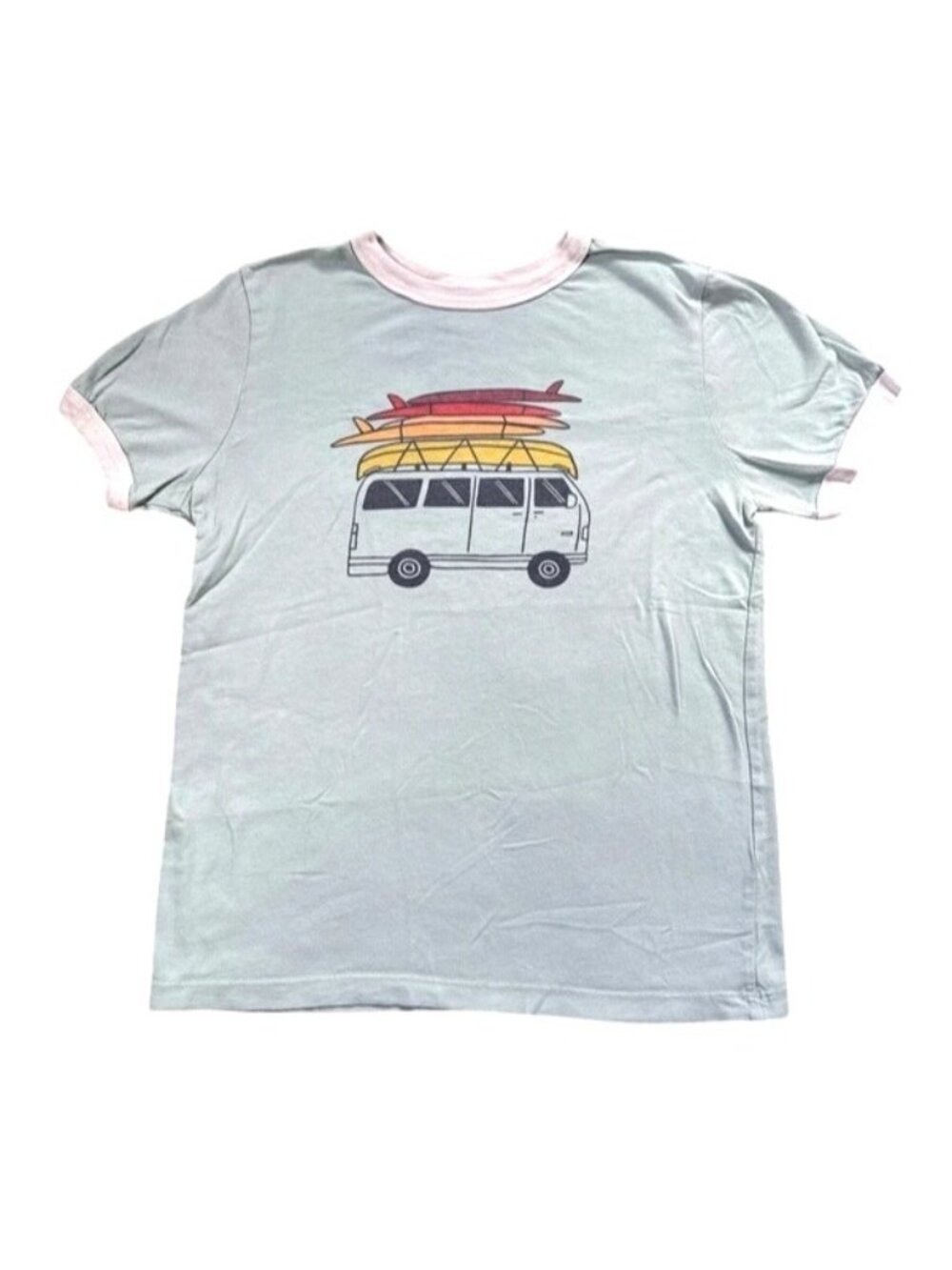 Hanna Andersson Blue Surfboard Graphic T-Shirt Size 10 140 cm Short Sleeve